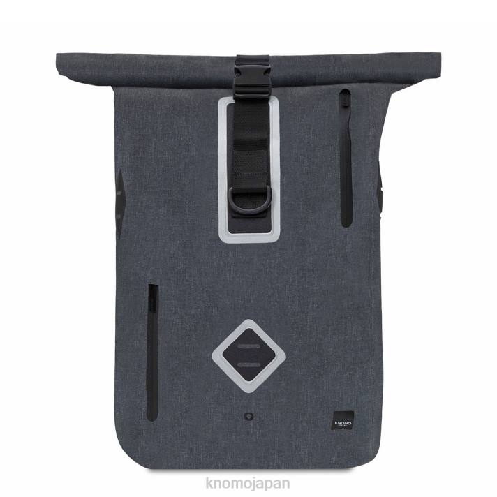 KNOMO キュー ロールトップ 15 インチ ラップトップ バックパック 6VZF36 グレー/ブラックのハードウェア バッグ