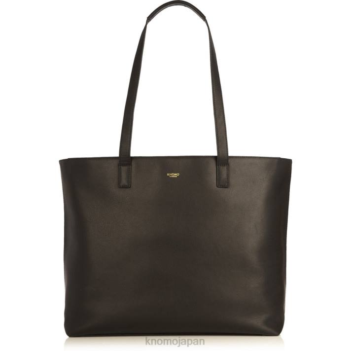 KNOMO Maddox 15インチ レザー ラップトップ トートバッグ ハンドバッグ 6VZF32 ブラック/ゴールドの金具 バッグ